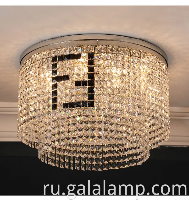 Элегантный современный хрустальный светодиодный потолочный свет для шикарных интерьеров